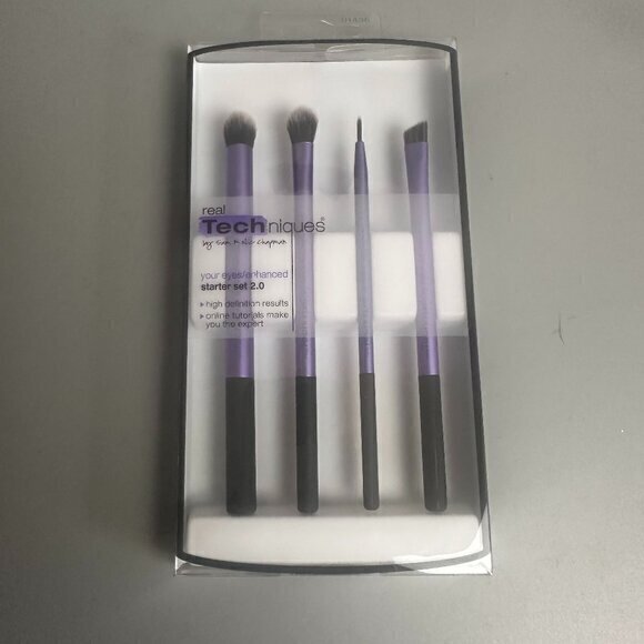 Real‎ Techniques EYES Starter Set of 4 Makeup Brushes stage makeup tech purple - Picture 1 of 4